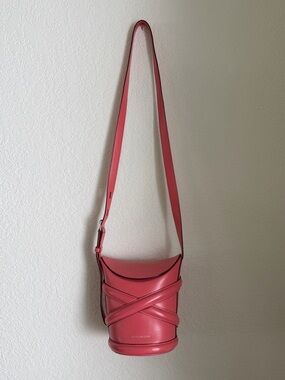 Alexander McQueen Pink Leather Bucket Crossbody Purse